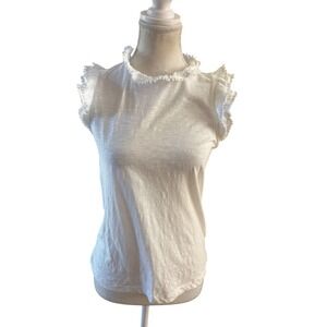 Me+em White Ruffle Sleeveless Top Size 4